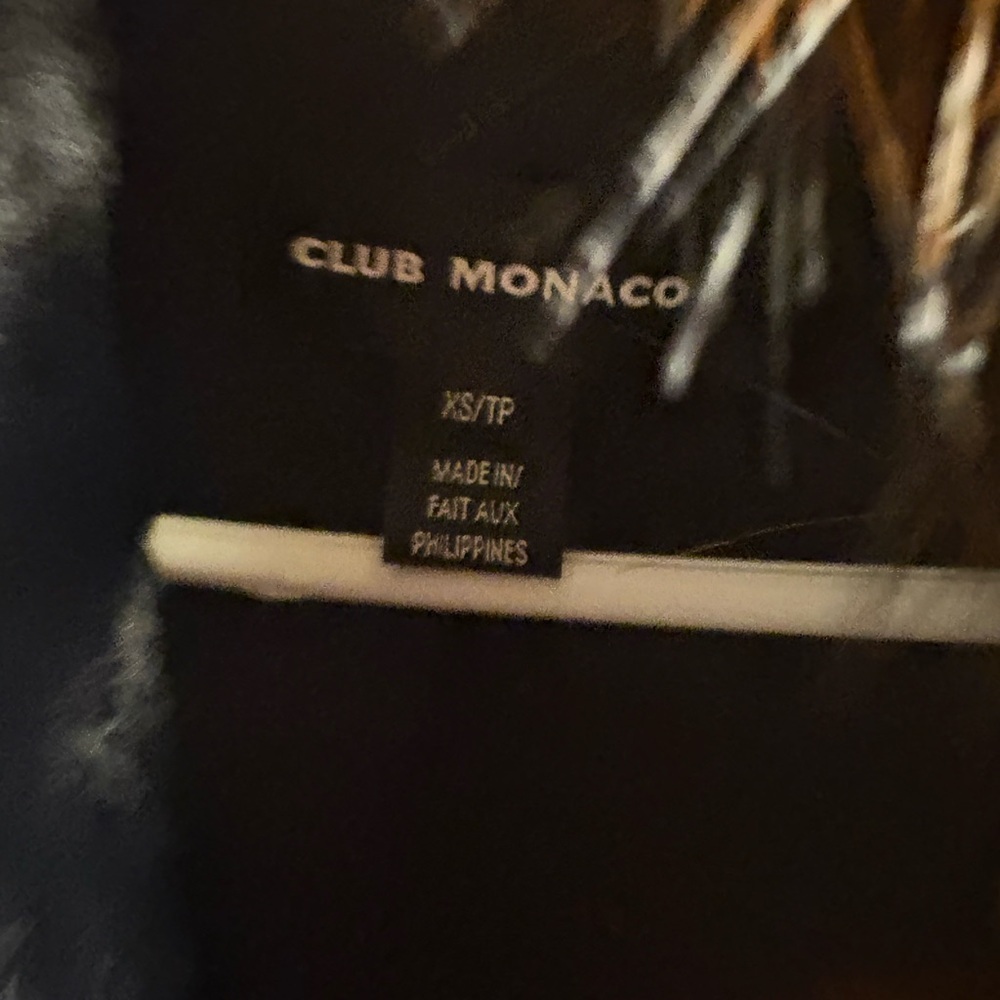 Club Monaco Black Teddy Jacket with Faux Fur Trim - Picture 7 of 8